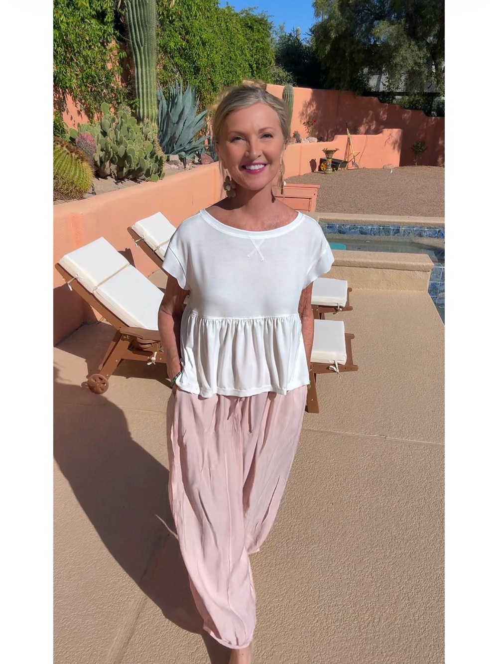 NWT SILKY LIKE Light Pink Relaxed Balloon Pants-S - Picture 13 of 16